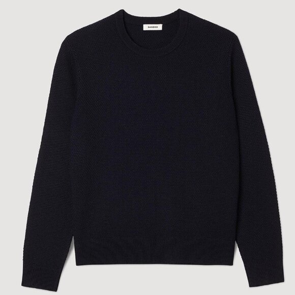 SANDRO NAVY WOOL SWEATER, Size Small - Picture 1 of 10